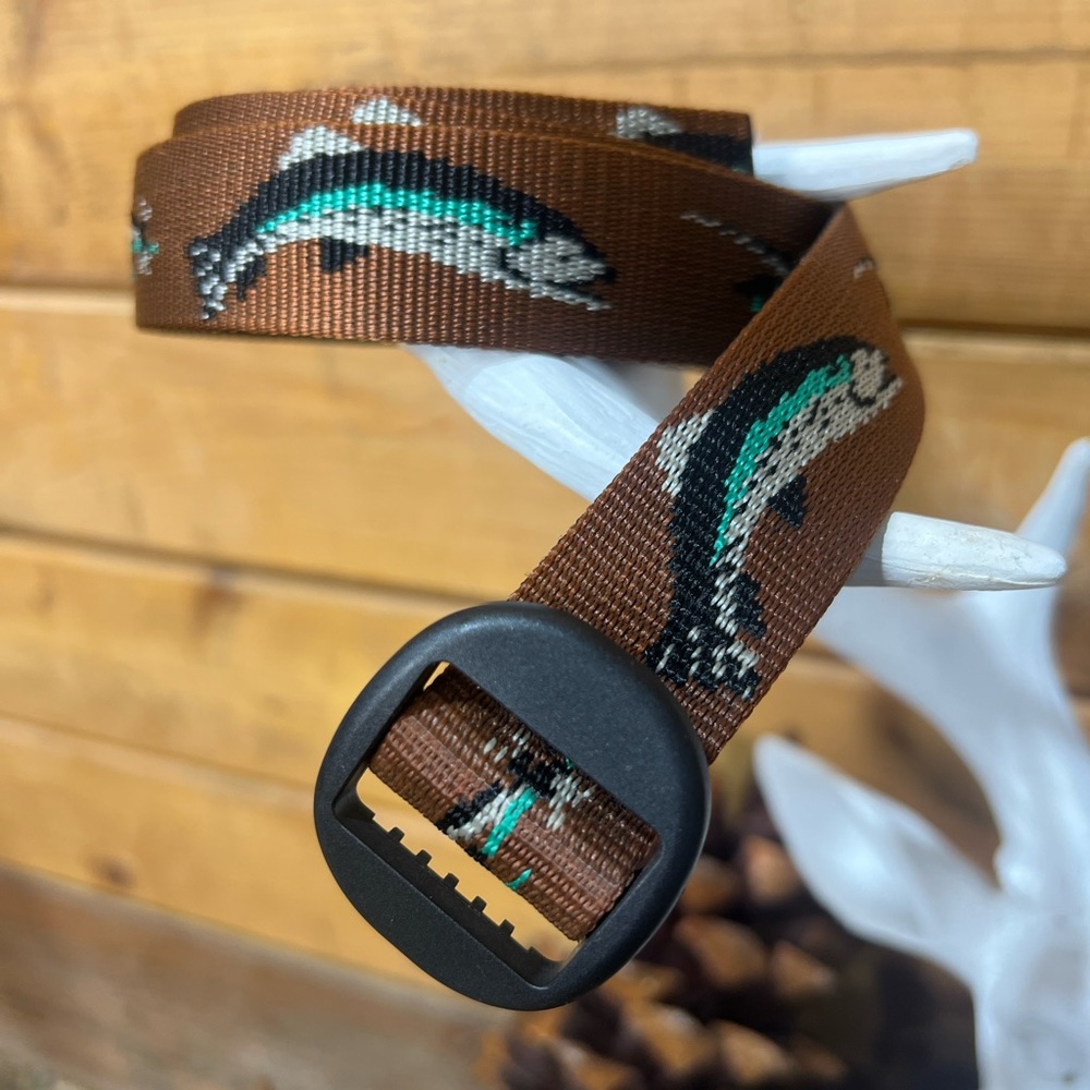 Bison Designs Trout Fishing Belt – Brown Webbing – Size Large 47.5” Adjustable